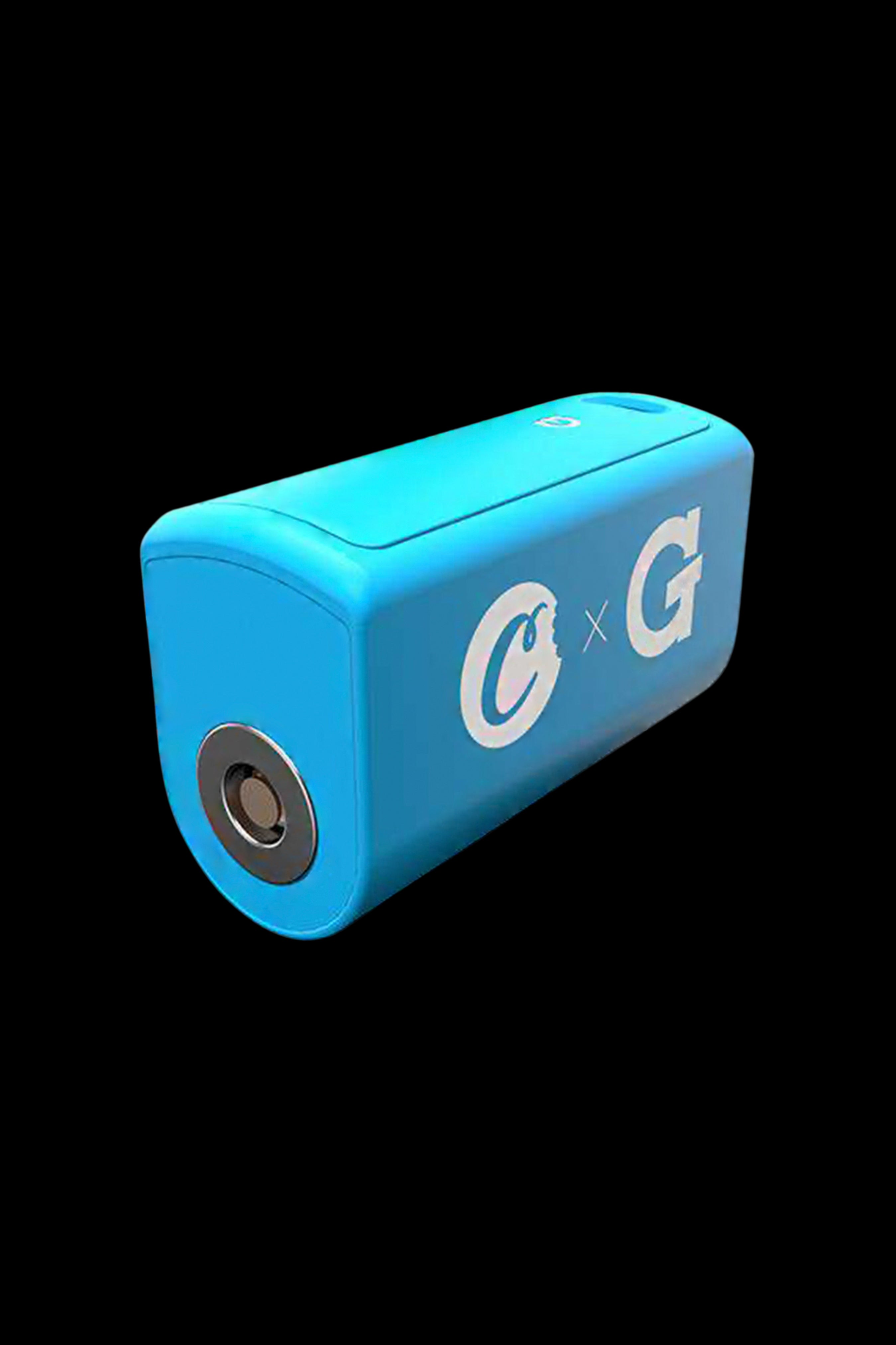 Blue cannabis concentrate vaporizer pen with "O x G" branding.