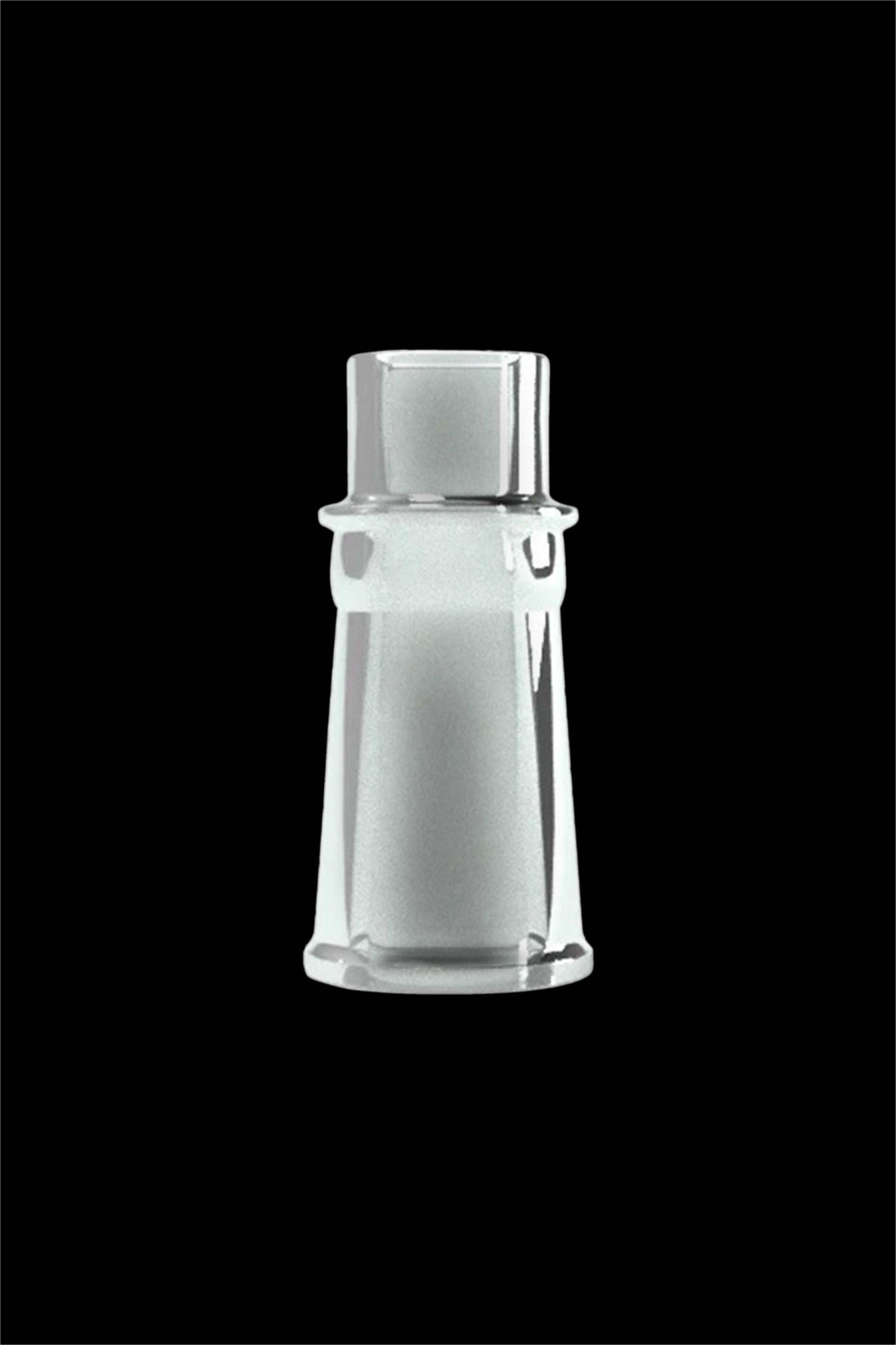 Clear glass bubbler attachment for a dab rig or water pipe.
