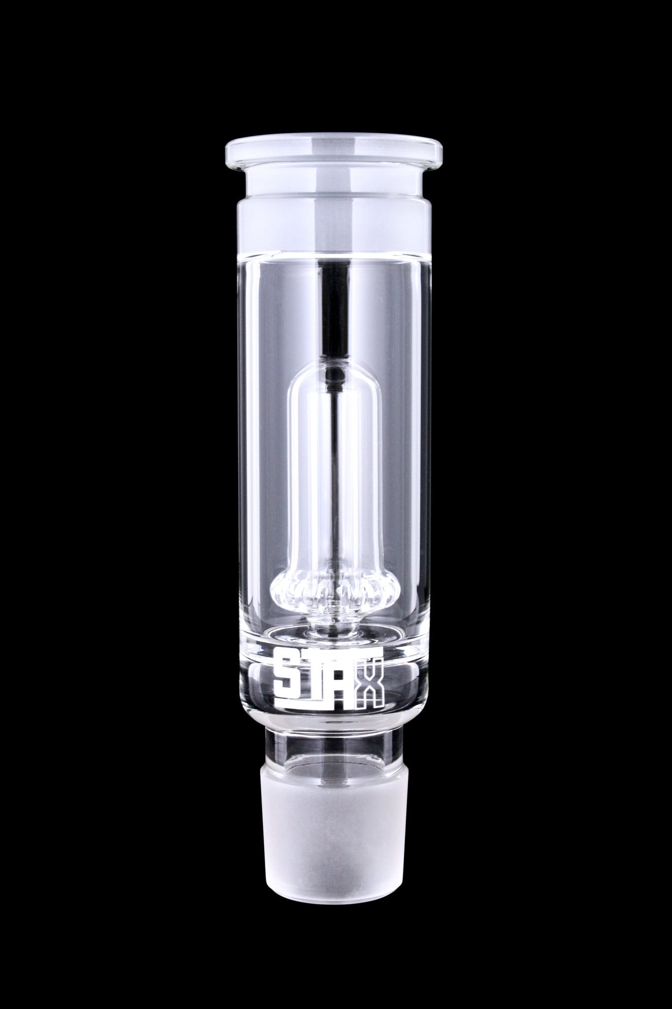 Clear glass bubbler water pipe for cannabis use.