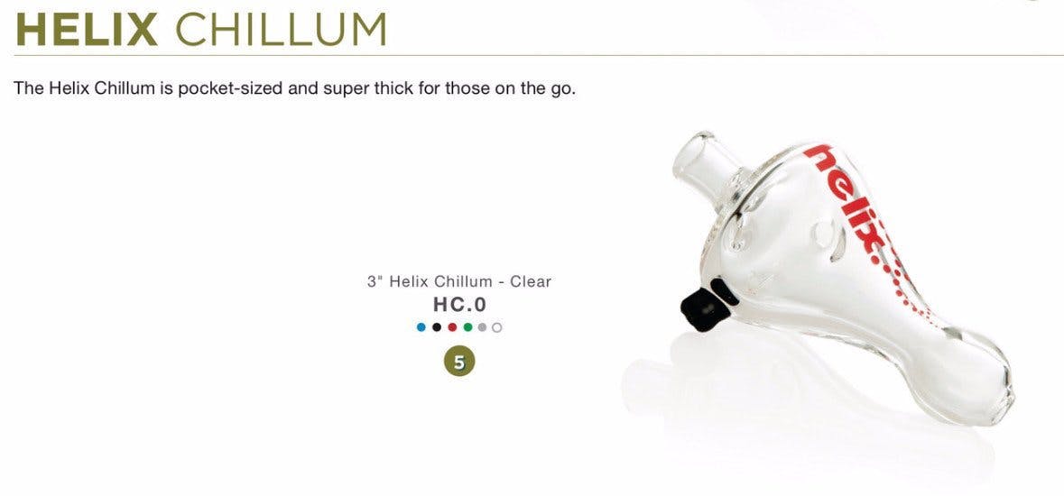The GRAV® Helix Taster Chillum is shown in a close-up, angled view against a plain white background.