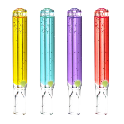 Front view of the Glass Taster Bat with Freezable Glycerin, showing a clear glass tube with a bulbous end.