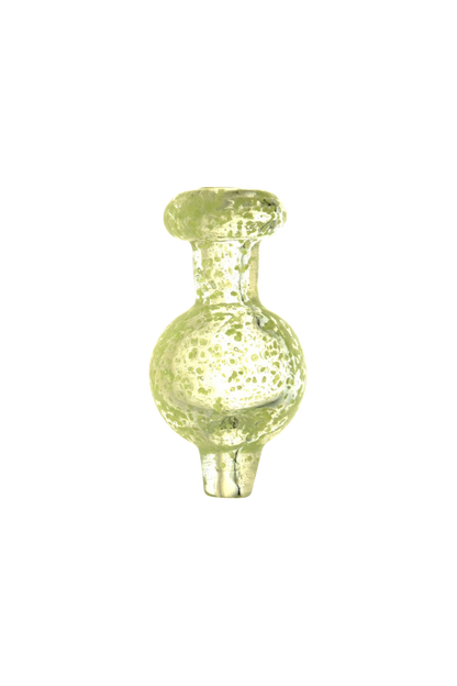 A slightly angled close-up of the Glow in the Dark Speckled Ball Carb Cap, displaying its speckled pattern and rounded shape.