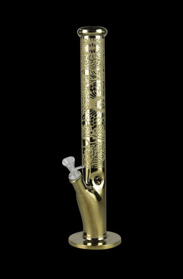 Gold Floral Straight Tube Water Pipe