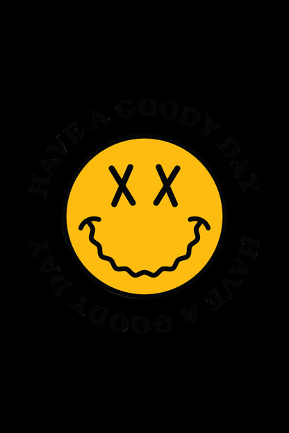 Overhead view of the Goody Glass Small Silicone Dab Mat, featuring a circular, textured surface.