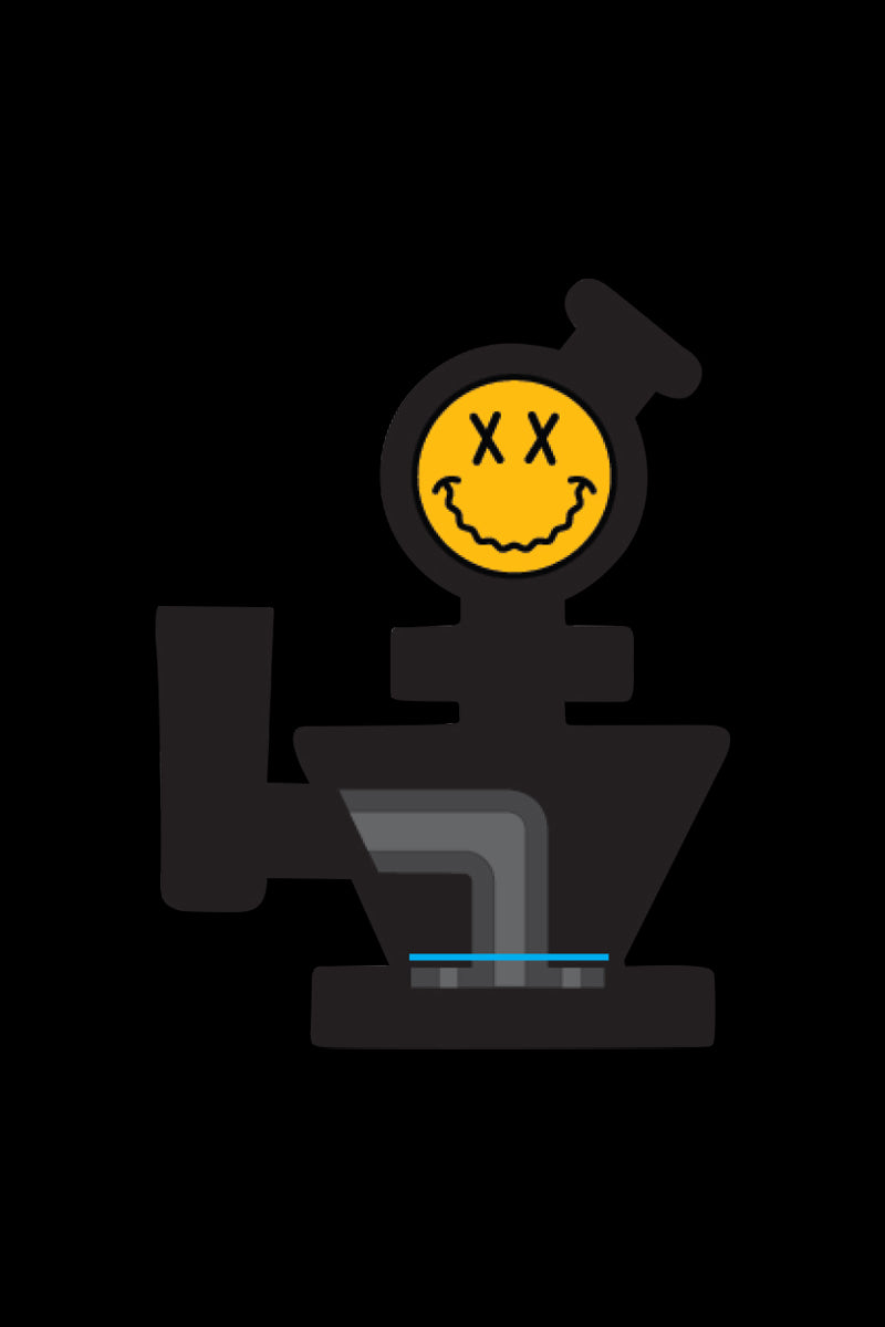 Front view of the Goody Glass Big Face Mini Rig 4-Piece Kit, showcasing its colorful, cartoon-like face design.