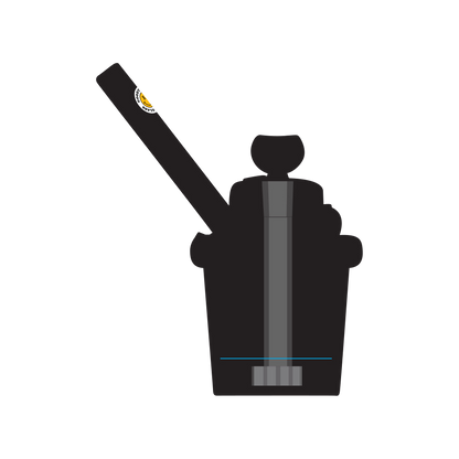 Front view of the Goody Cupcake Bubbler, a compact, dark glass bubbler with a rounded shape.