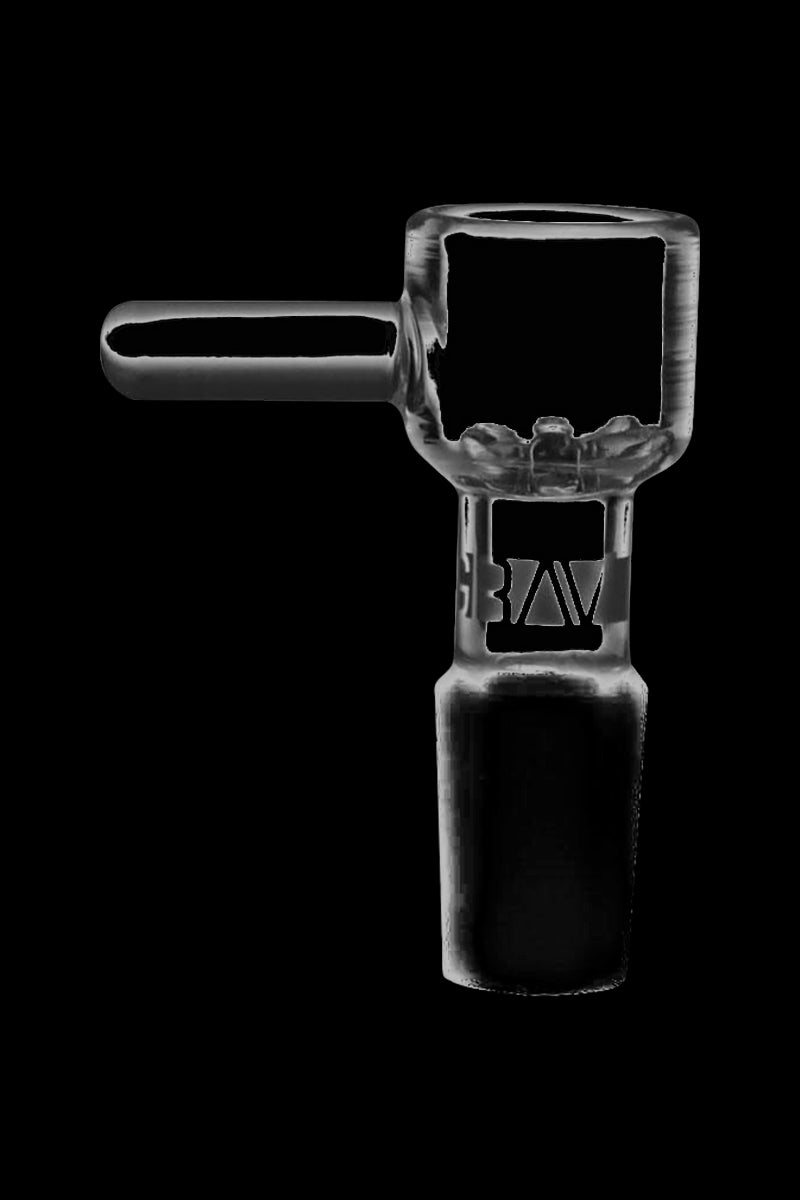 A close-up, angled view of the GRAV® Octobowl Herb Slide from the 5-pack set, highlighting its clear glass construction.