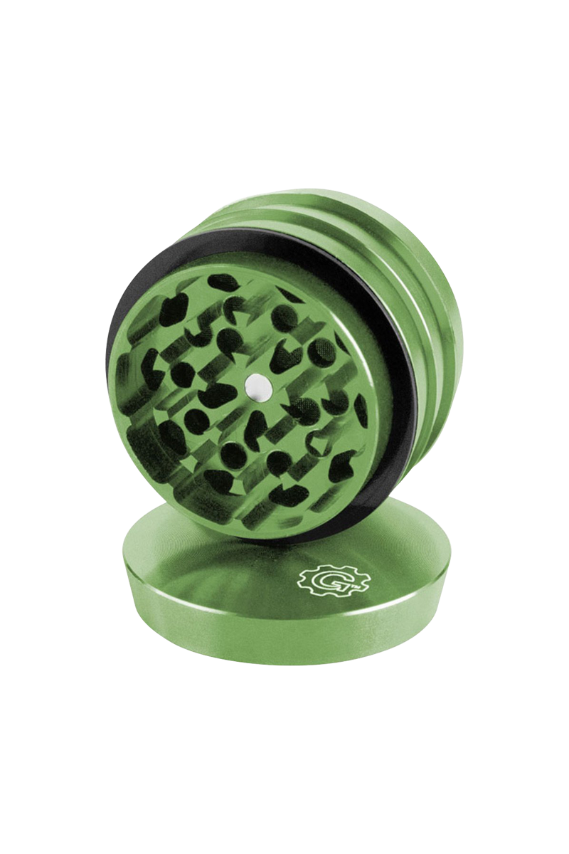 A top-down view of the Pulsar 2 Aluminum Tiered 4pc Grinder, displaying its four stacked, silver-toned tiers.