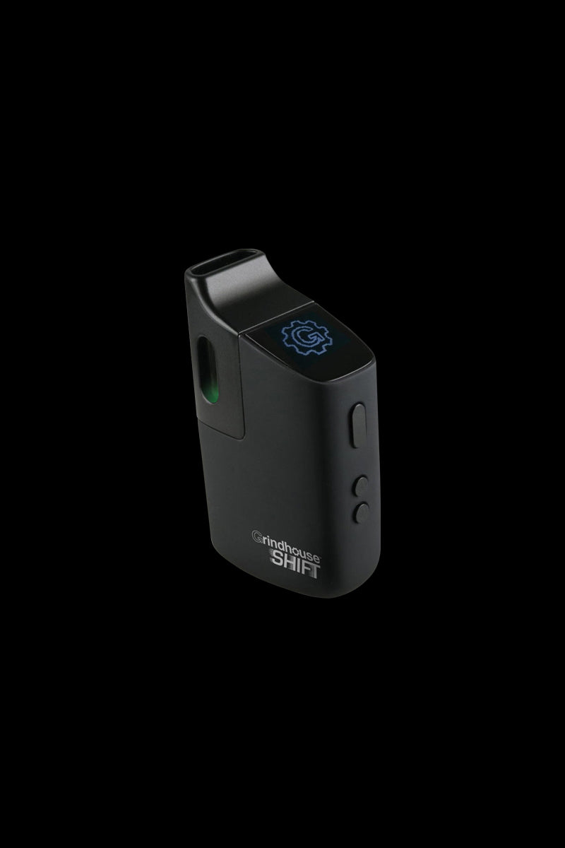 Front view of the Pulsar Shift Multi-Purpose Vaporizer, a sleek, black handheld device with a minimalist design.