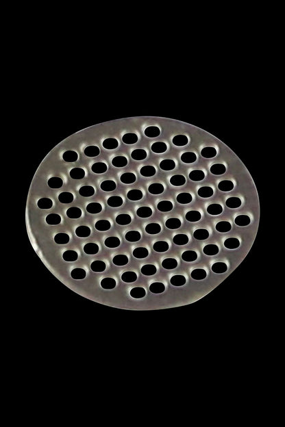 Front view of the Pulsar Shift Multi-Purpose Vaporizer, featuring a circular metal mesh design with small, repeating openings.