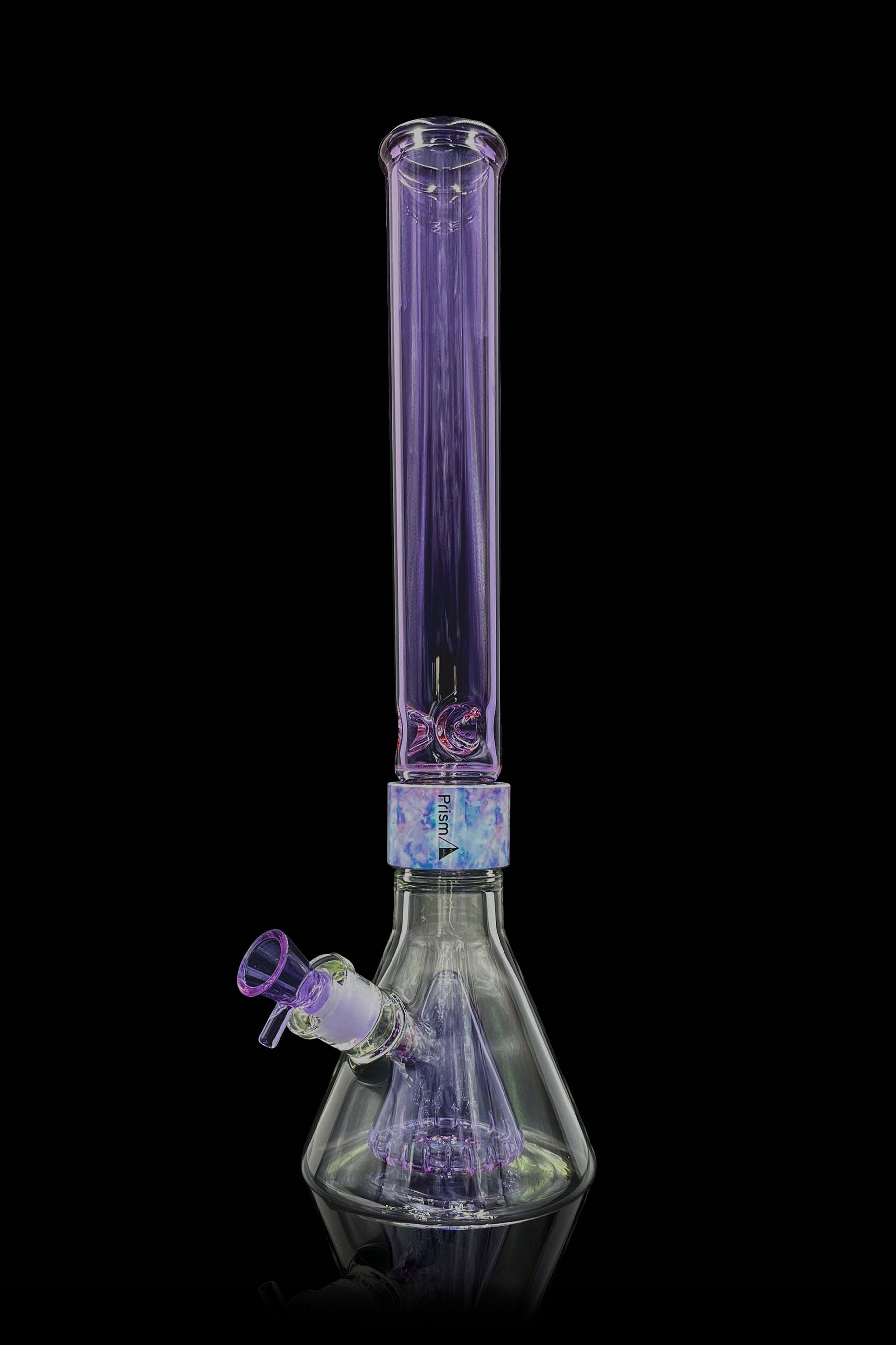 Purple glass bong with ice catch and removable downstem.