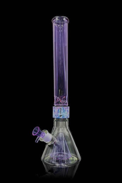 Purple glass bong with ice catch and removable downstem.
