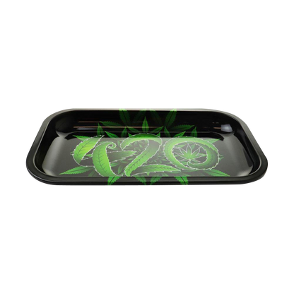 The Puff Puff Pass 420 Rolling Tray is shown in a top-down view, displaying a rectangular metal tray with bold graphic lettering.