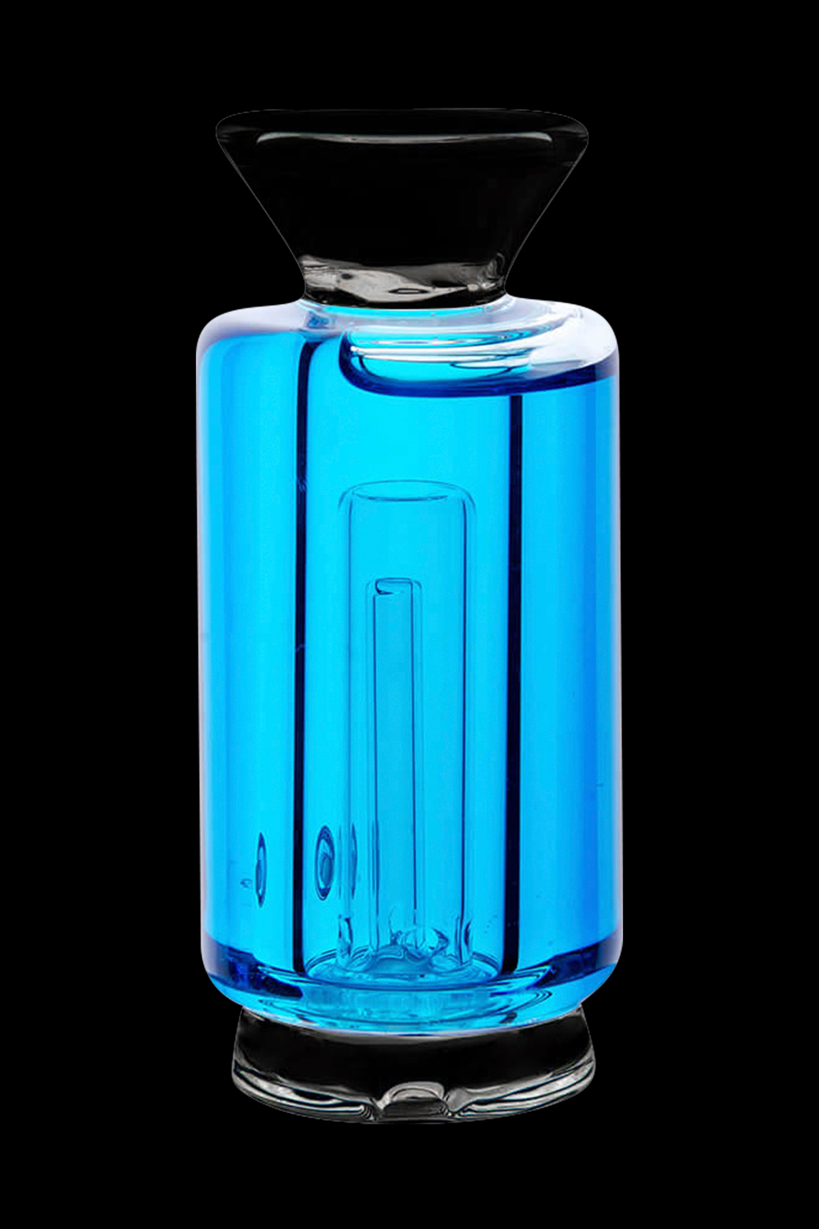 Blue glass water pipe with percolator.