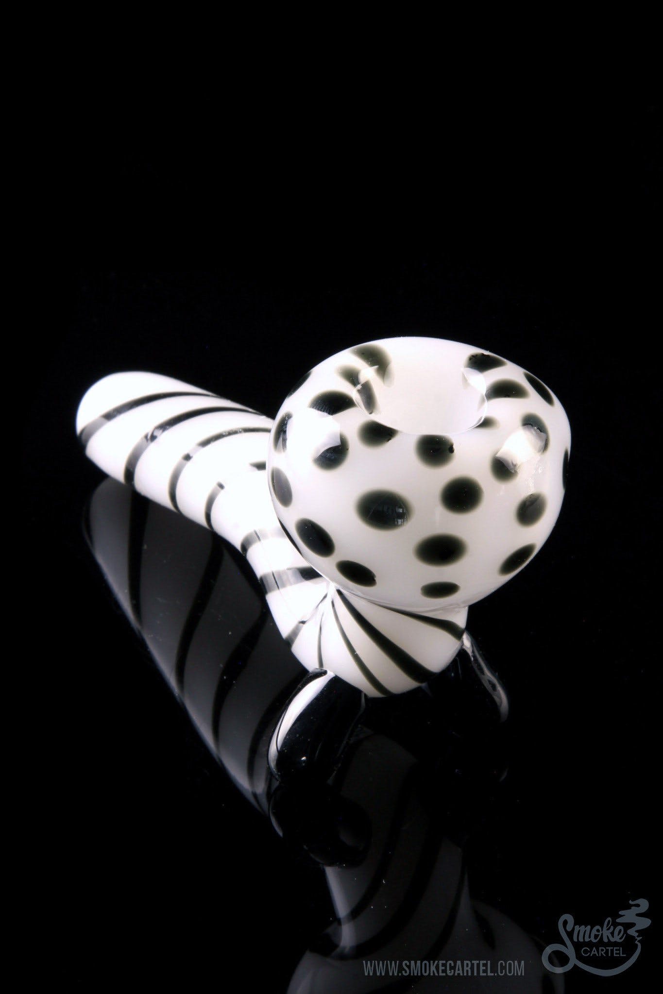 A close-up, angled view of the Mr. Magnificent Sherlock, showcasing its clear glass construction and unique curved design.