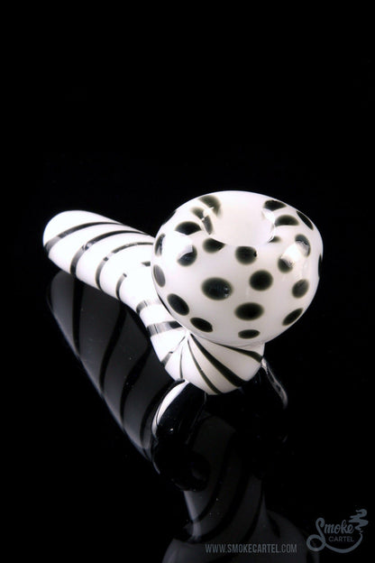 A close-up, angled view of the Mr. Magnificent Sherlock, showcasing its clear glass construction and unique curved design.