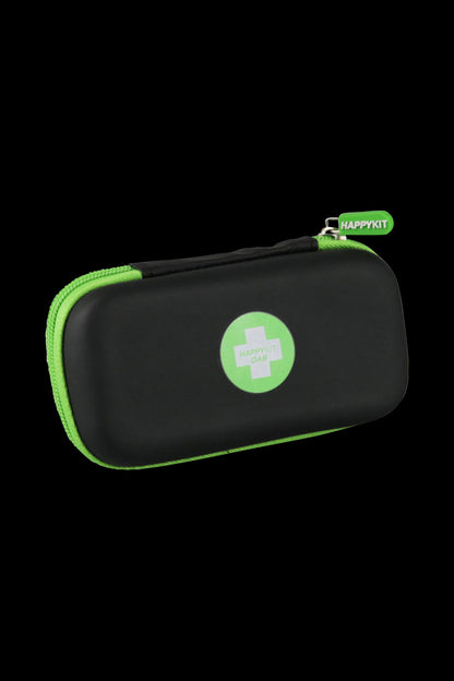 Front view of The Happy Dab Kit, a black zippered case with a glossy finish and minimal branding.