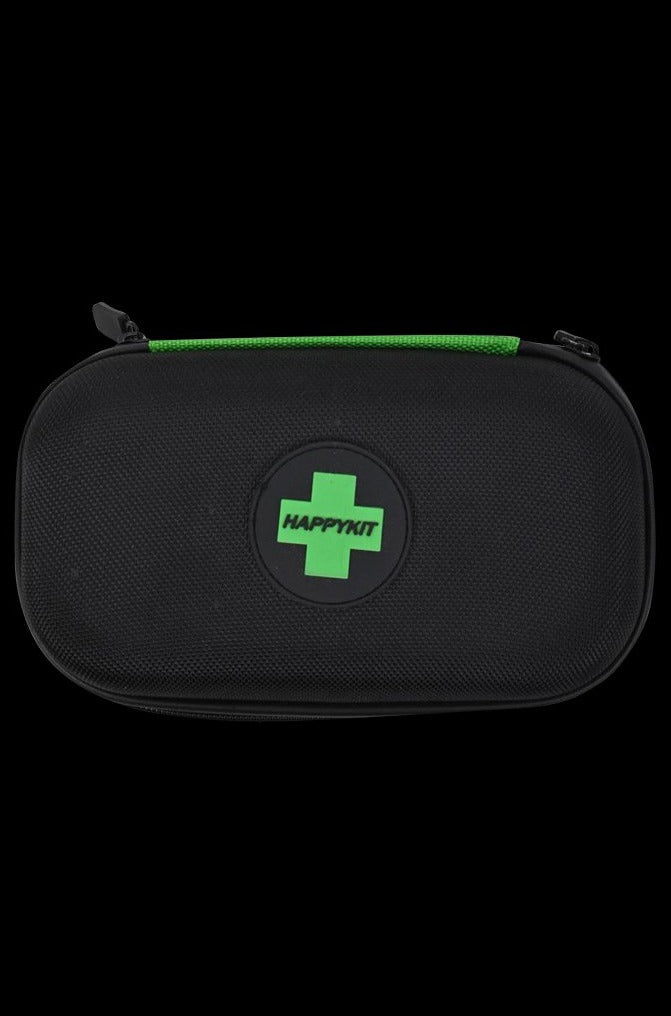 Front view of the Very Happy Dab Kit, a closed, black case with a zipper, presented on a plain white background.