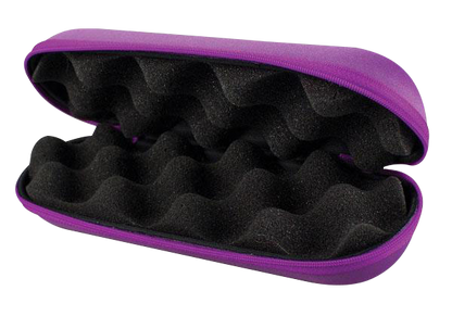 Opened Hard Case Shell Pouch for Pipes & Vapes displaying a dark purple interior with molded foam padding.