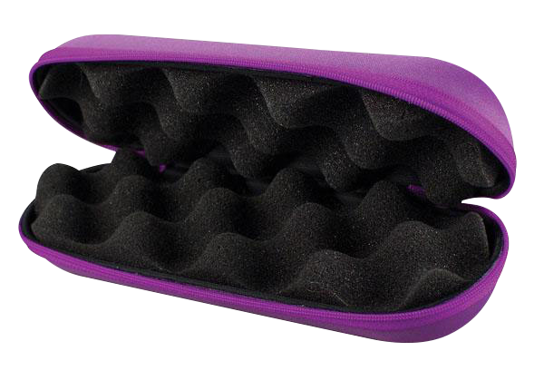 Opened Hard Case Shell Pouch for Pipes & Vapes displaying a dark purple interior with molded foam padding.