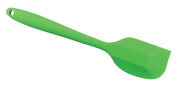 A close-up, angled view of the Pulsar Silicone Spatula, showcasing its smooth, flexible blade and ergonomic handle.