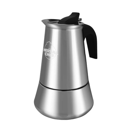 A front view of the silver Pulsar Stove Top Butter Infuser against a plain white backdrop.
