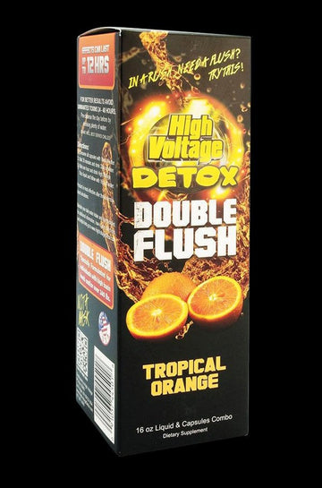 Front view of the Detox Double Flush 24 Pack, featuring colorful packaging with bold text and graphic elements. - Detox Double Flush - 24 Pack