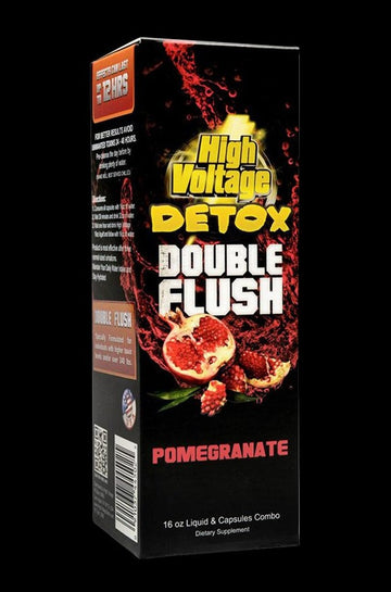 Front view of the Detox Double Flush - 24 Pack, displaying its colorful packaging and bold graphic elements. - Detox Double Flush - 24 Pack