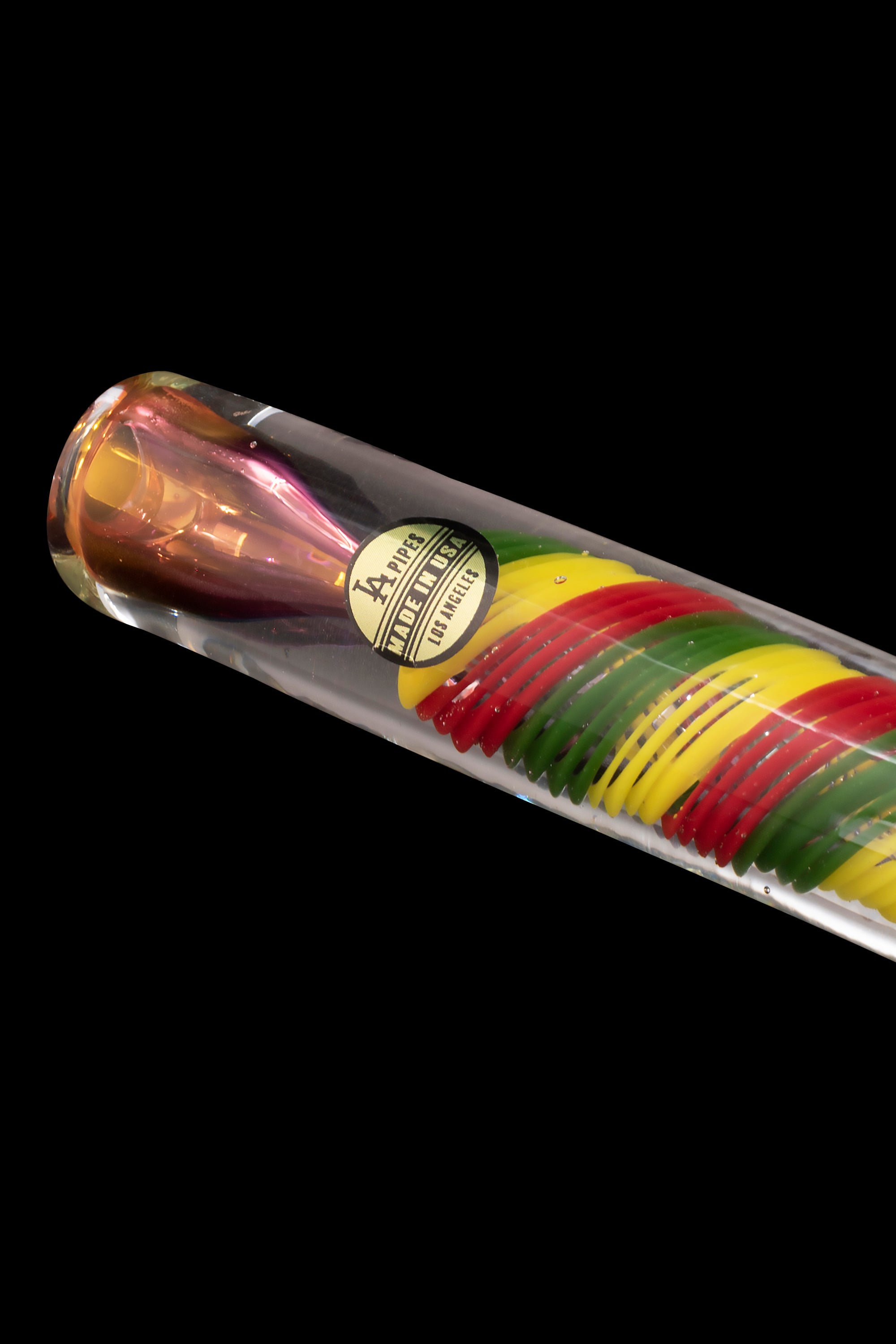 LA Pipes Rasta Swirl Chillum - Glass Smoking Pipe