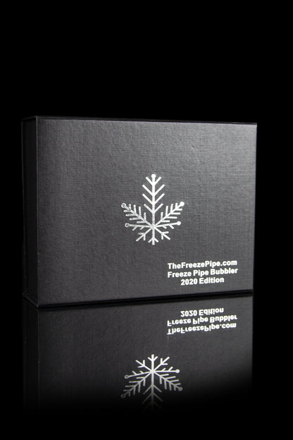 Black box with a snowflake design and text reading “TheFreezePipe.com Freeze Bubbler 2020 Edition.”