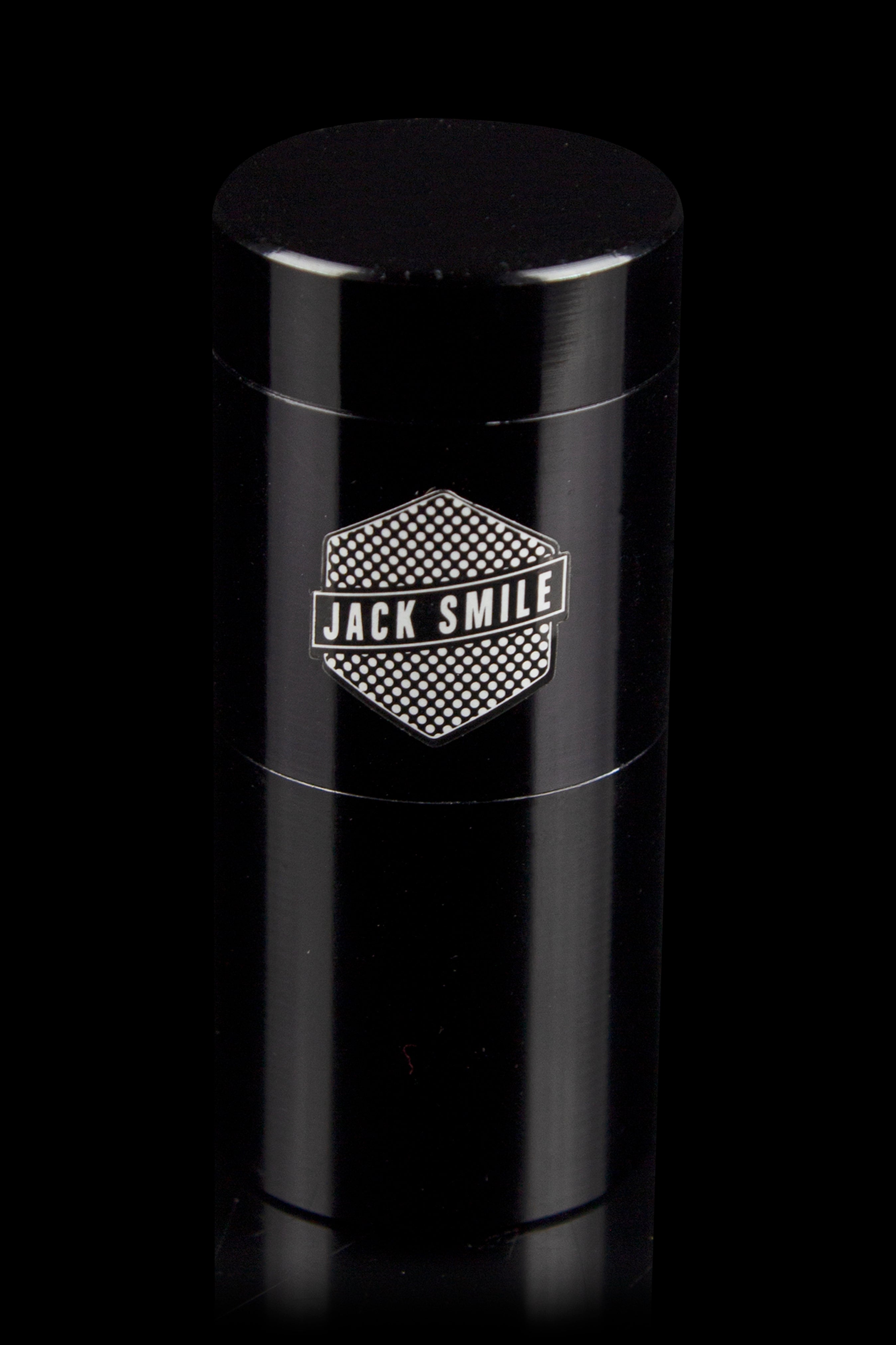 Black cannabis oil cartridge with "Jack Smile" branding.