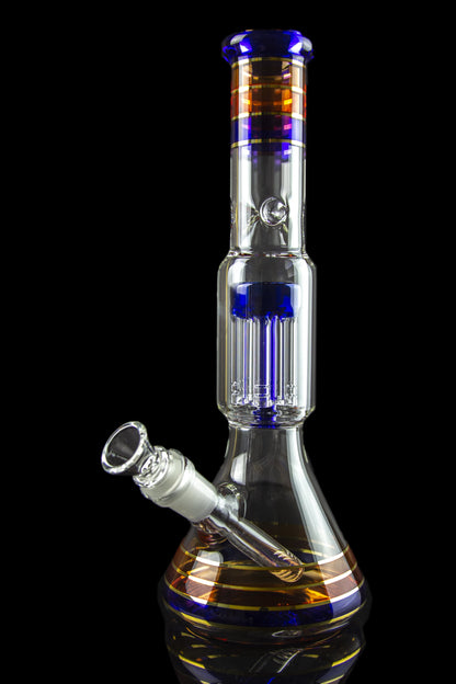 Front view of the Showerhead Perc Water Bong - Back to Basics, displaying a perc diffuser within clear glass.