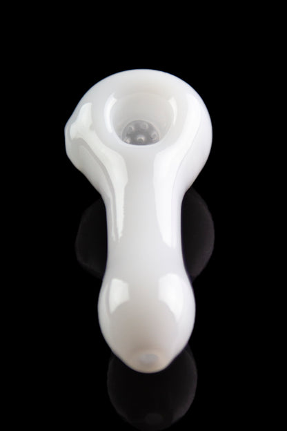 White glass pipe for smoking cannabis, studio shot.