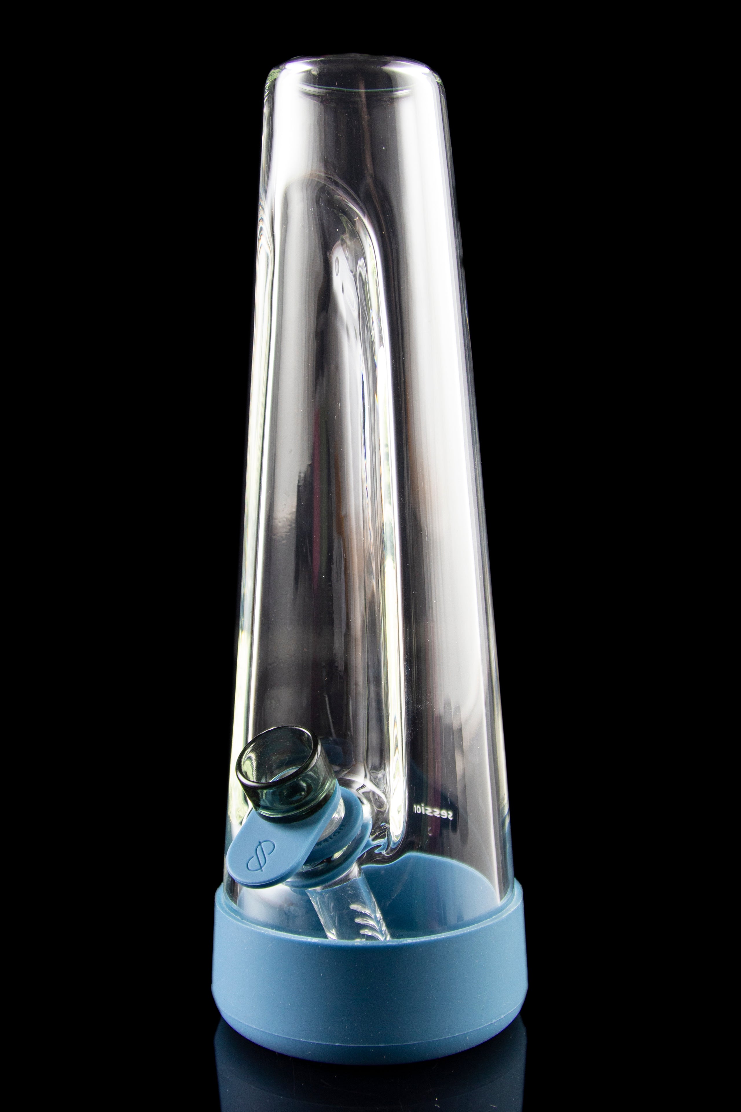 Blue glass water pipe (rig) for cannabis concentrates with a visible bowl.