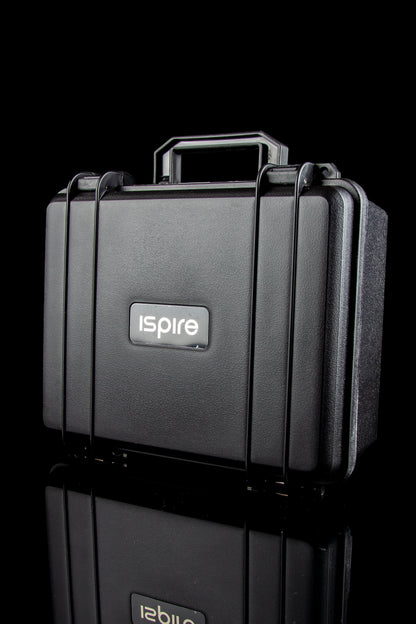 Black, hard-shell case with “ispire” logo, designed for cannabis accessories.