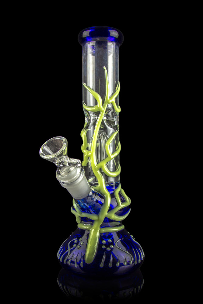 10'' Hookah Glow in the Dark Bong Glass Water Pipe Smoking Bubbler Pipes  Purple