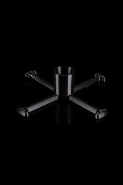 Black cannabis water pipe stand with a textured, carbon fiber-like pattern.