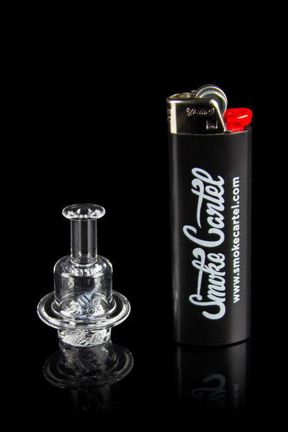 Glass dab rig and lighter with “Smoke Cartel” branding against a black background.