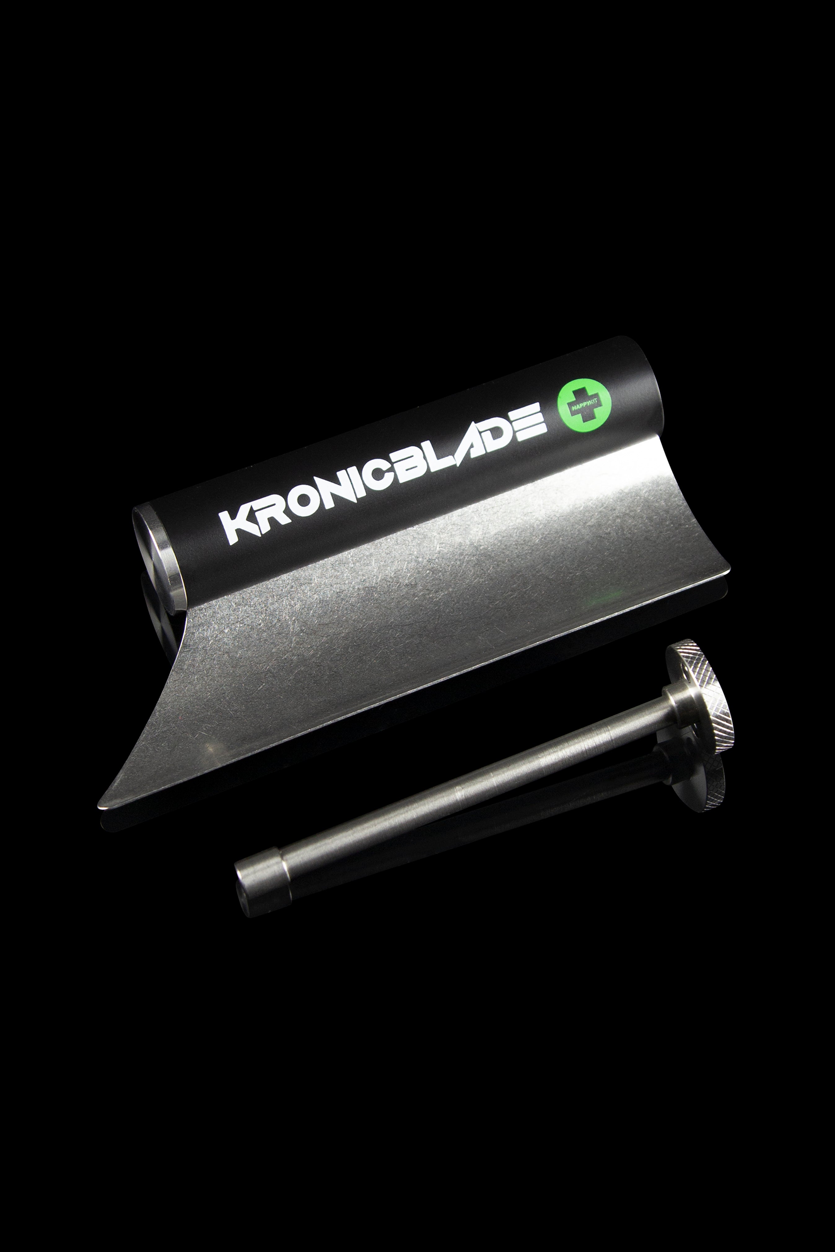 Metal grinder with “Kronicblade” logo against a black background.