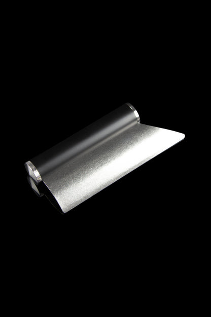 Sleek metal rolling tray for cannabis.