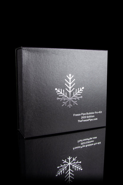 Black box for “Freeze Pipe Bubbler Pro+Kit” with snowflake design, promoting TheFreezePipe.com.