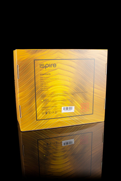 Stacked boxes for cannabis concentrate vaporizer, labeled “iSpire” with contents listed.