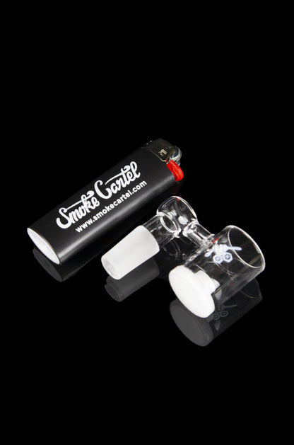 Glass bubbler pipe with stoppers and black carrying case branded "Smoke Cartel".