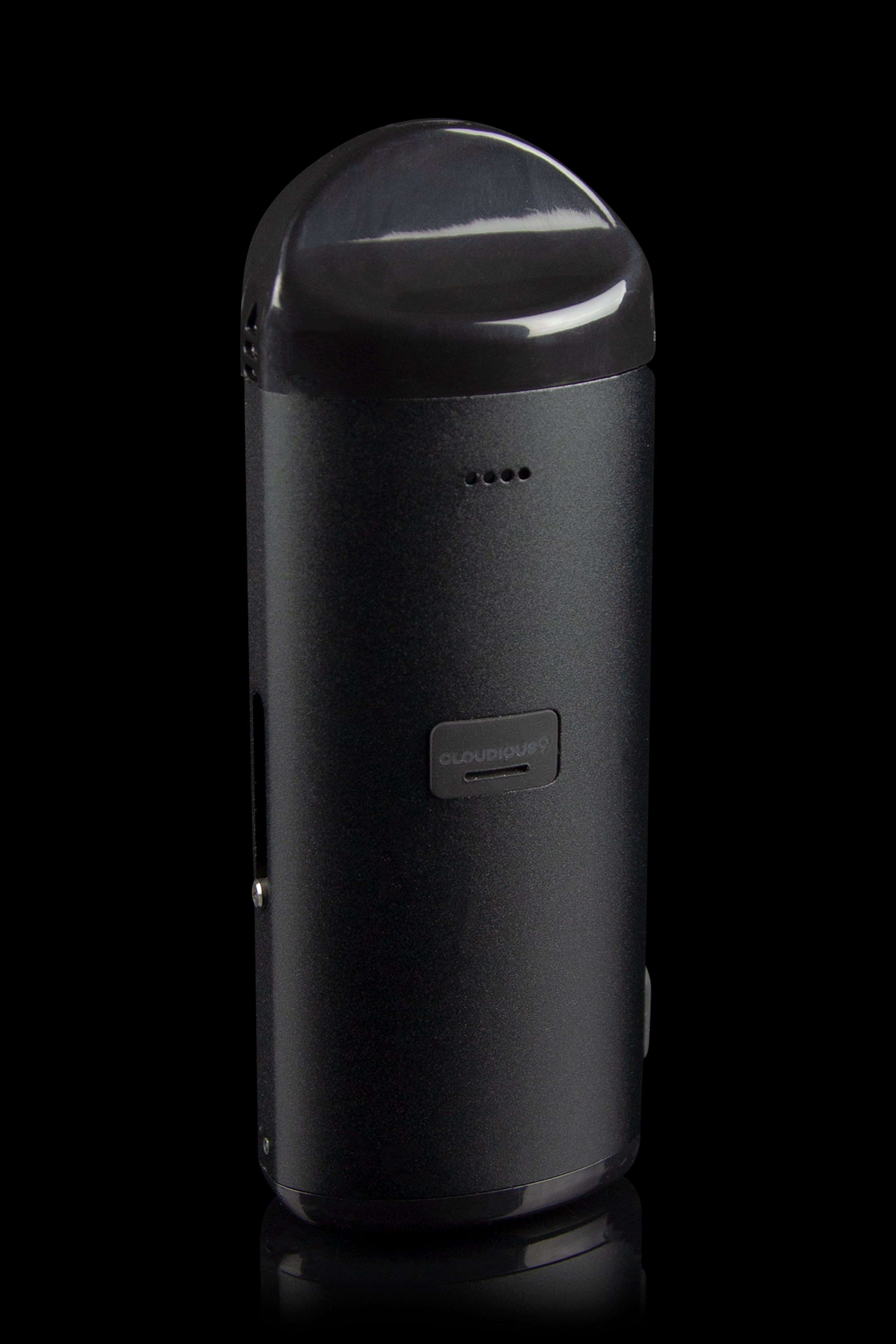Sleek black Cloudious9 vaporizer pen studio shot.