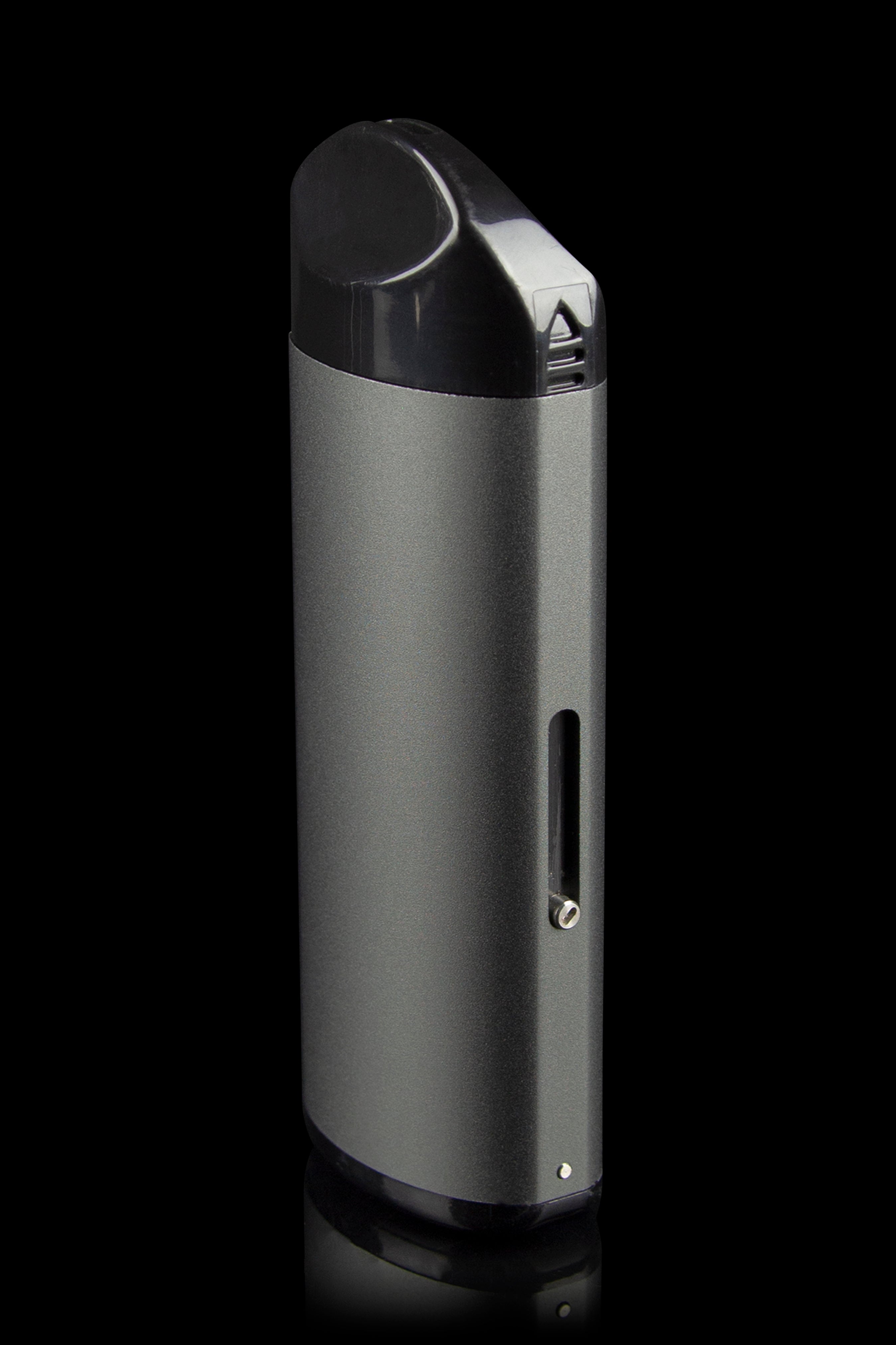Sleek black cannabis vaporizer pen with a minimalist design.