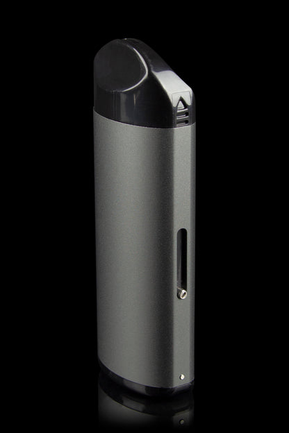 Sleek black cannabis vaporizer pen with a minimalist design.