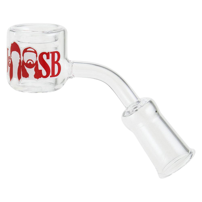 Front view of the Jay and Silent Bob Quartz Banger, a clear, rounded glass insert with a visible joint for attachment.