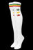 White - Julietta  Rasta Stripes/ Hemp Leaves Over the Knee Socks