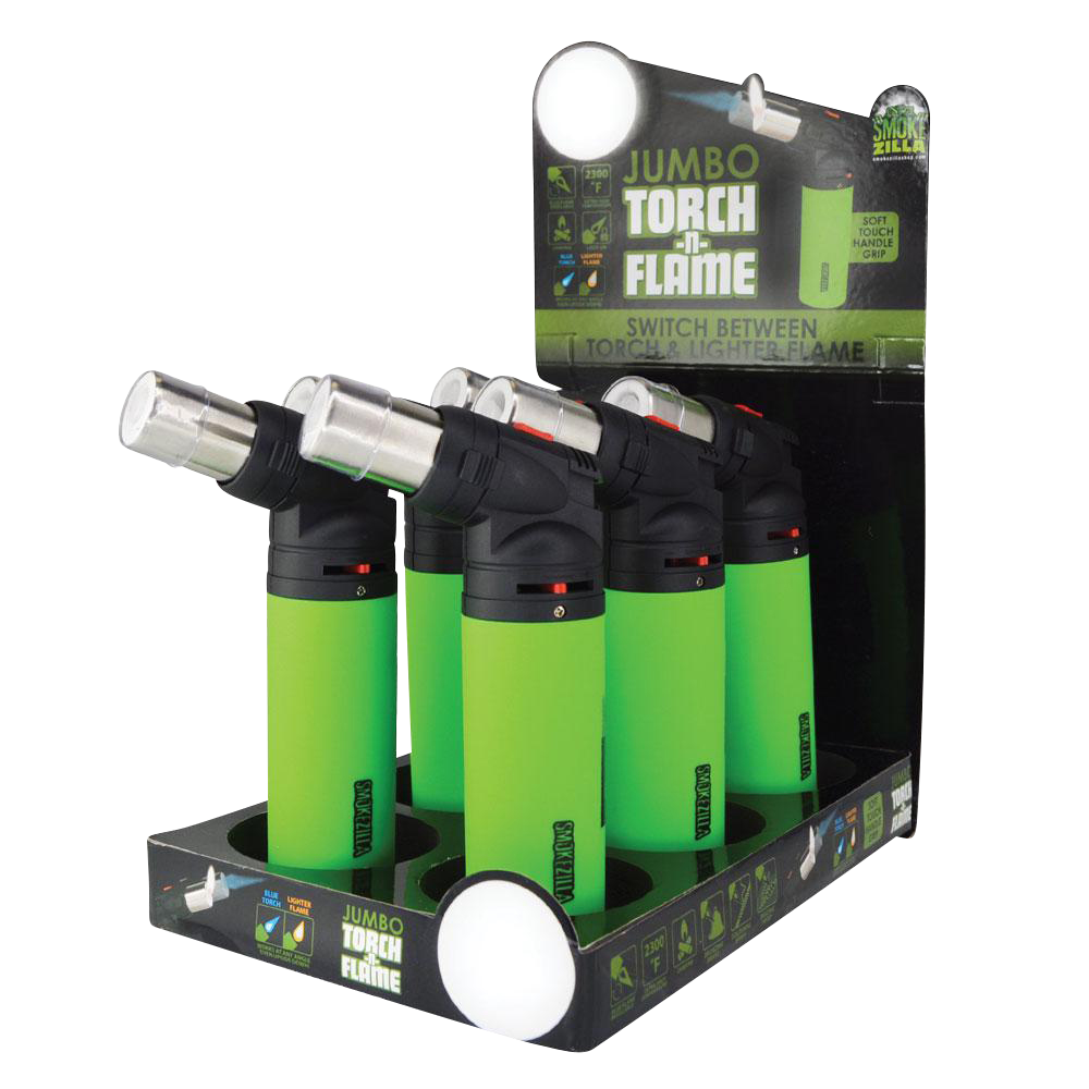 Jumbo Butane TorchNFlame Neon Green Butane Butane Torch 6 Pack