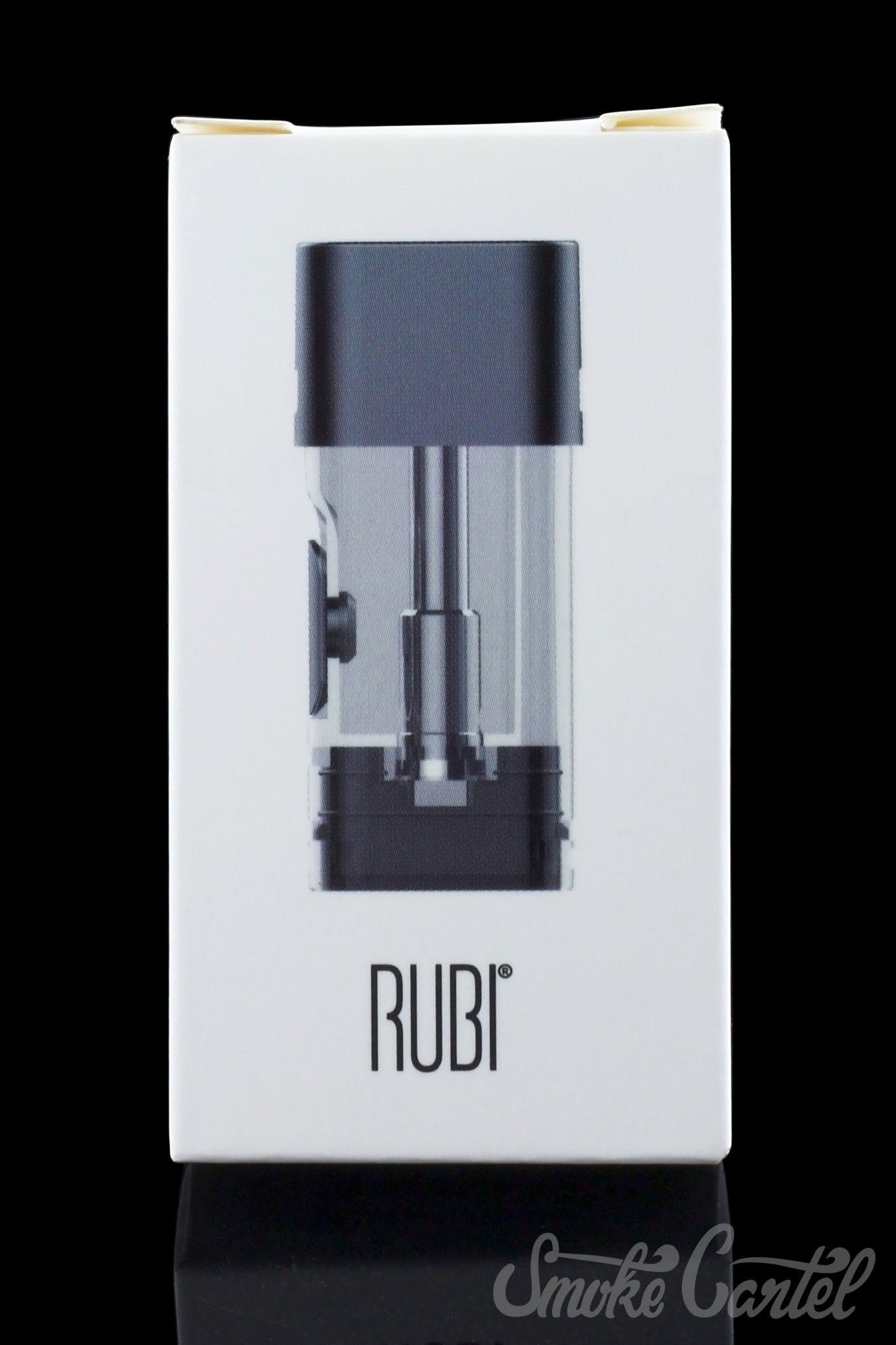 Front view of the Kandy Pens RUBI 1ml Pod, a small, rectangular device presented against a dark backdrop.